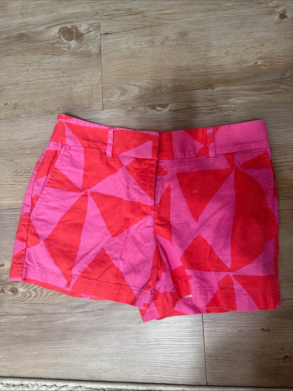 LOFT Pink and Red Geometric Print Bermuda Shorts